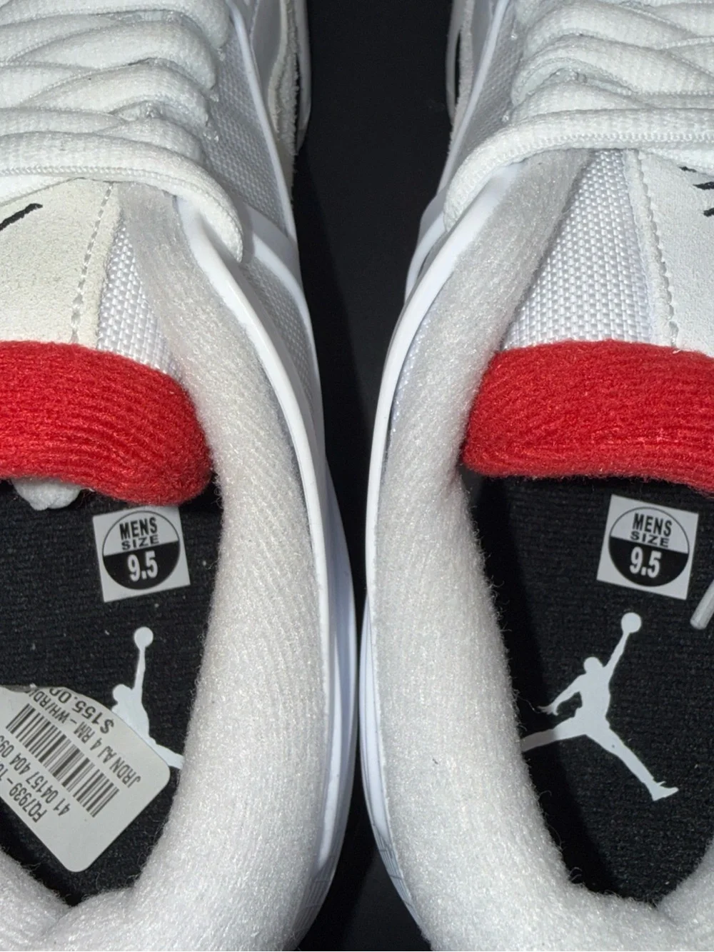Size 9.5 - Air Jordan 4 RM White Fire Red, FQ7939-102, New Without Box Condition